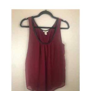 Banana Republic Womens Tank Top Red Scoop Neck Pullover Blouse